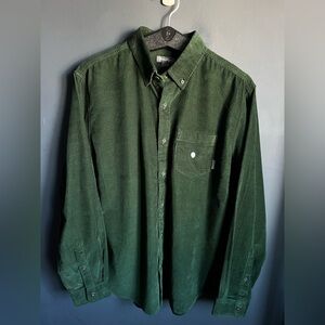 Eddie Bauer Corduroy Shirt Mens L Long Sleeves NWT Olive Green Button Pocket